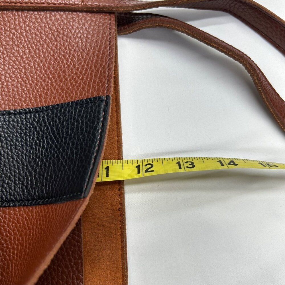 VINCE CAMUTO Tumbled Brown Vegan Leather Tote - Picture 12 of 13